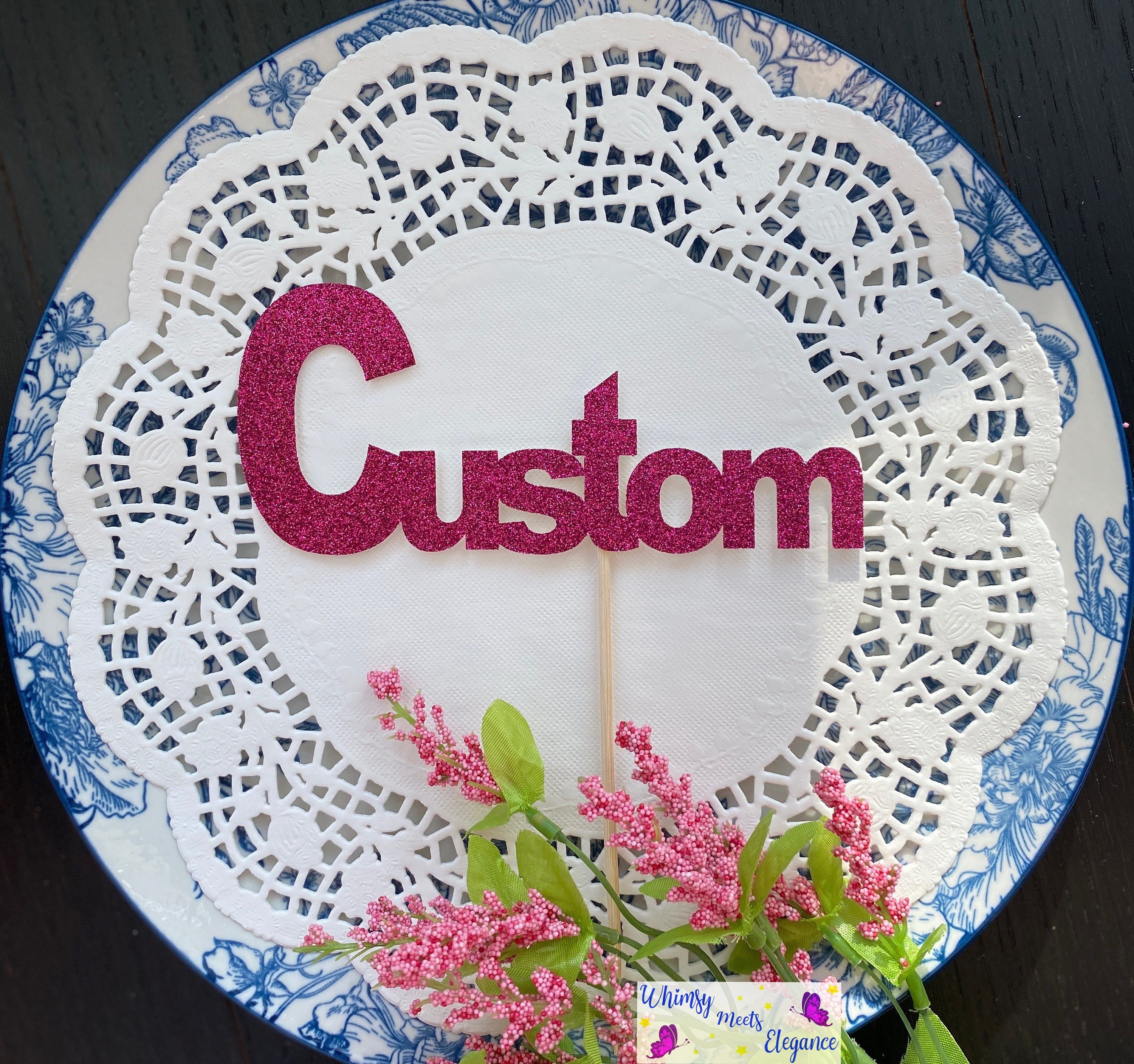 Custom Cake Topper Glitter Custom Cake Topper Any Occasion | Etsy