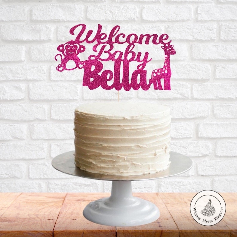 Animal Baby Shower Cake Topper Jungle Topper Baby Shower Cake Topper Safari Baby Shower Cake Topper Welcome Baby Custom Name Cake Topper