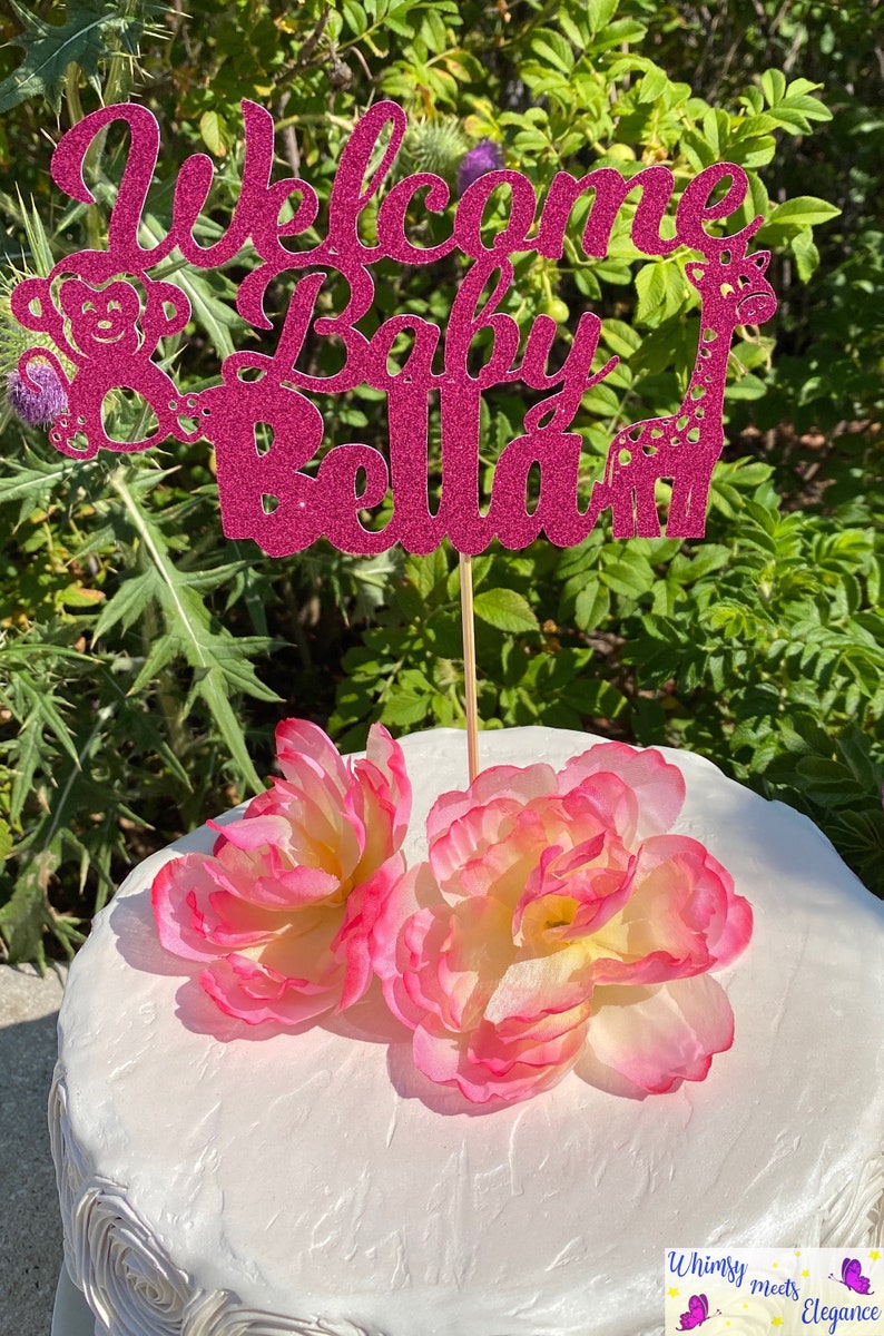 Animal Baby Shower Cake Topper Jungle Topper Baby Shower Cake Topper Safari Baby Shower Cake Topper Welcome Baby Custom Name Cake Topper
