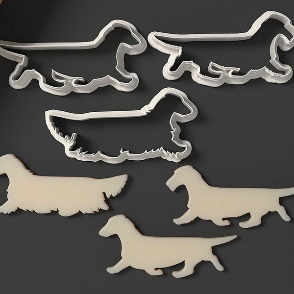 Running Dachshund Cookie Cutter Set | Long Haired | Wire Haired | Smooth Haired Dachshund | Dog Cookie Cutter Dog Treat Dog Breeds Treats