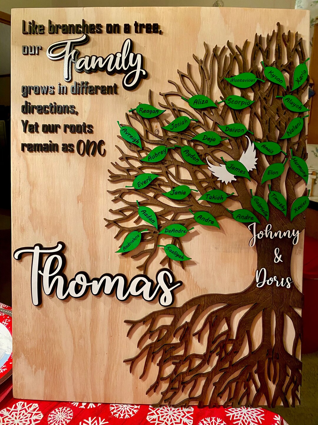 Personalized Family Tree Sign, Custom Family Name Wall Decor, Wooden ...