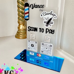 Rectangle Acrylic Scan to Pay Sign, Custom QR code payment sign, Business Display for Venmo, Cash App, PayPal, Small business Checkout Sign