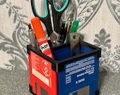 Retro Floppy Disk Pen Holder/Desk Tidy Organiser