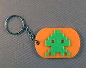 Alien Invaders Game Keyring. 3D Printed. Retro 70's 80's Arcade Gift.