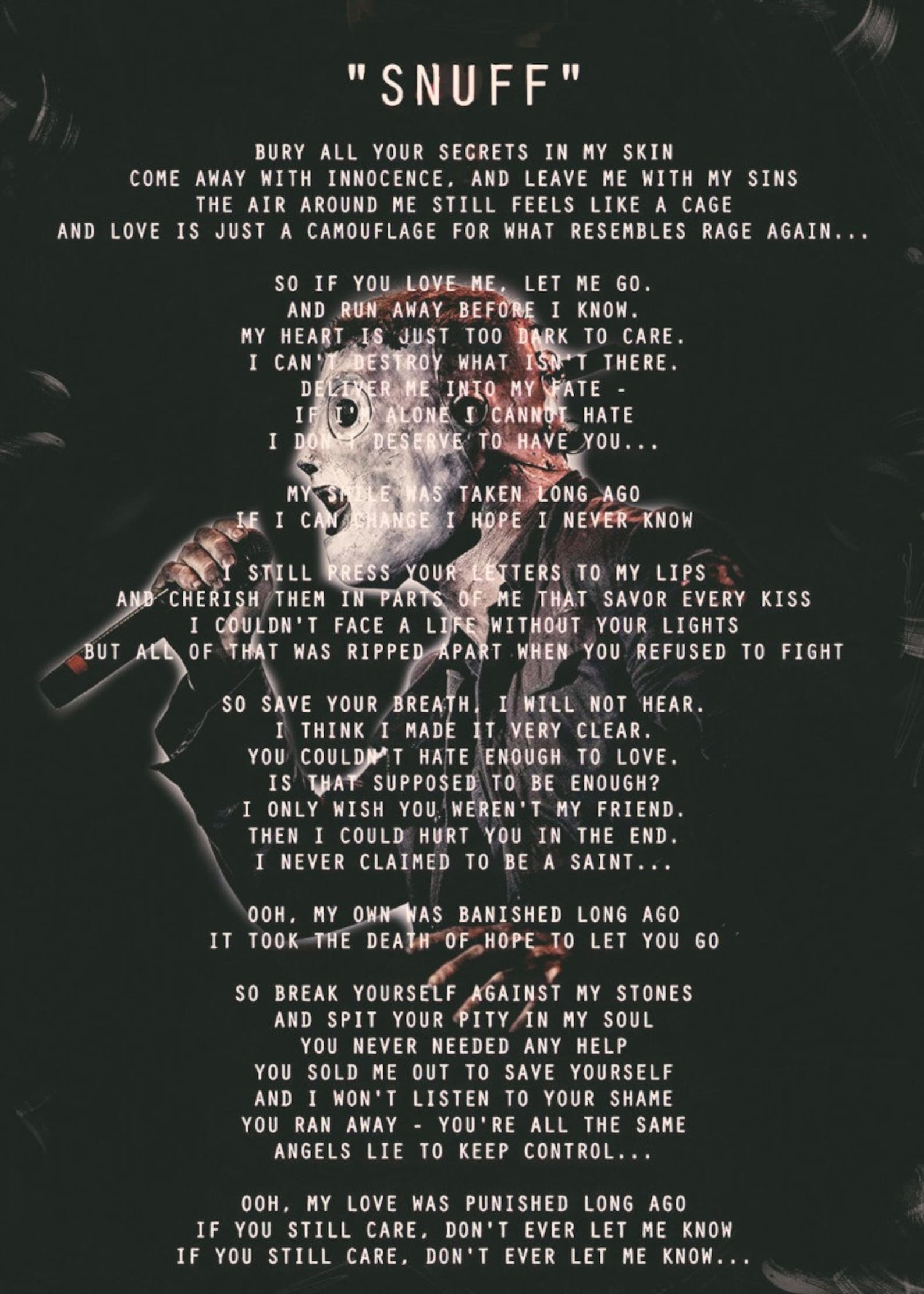 Snuff Lyric Slipknot Gloss Poster 17x 24 Inches Etsy