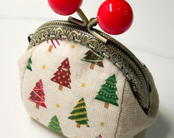 Christmas Tree Pattern Kisslock Frame Purse