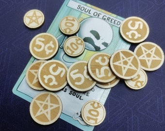 Nickel and Dime Tokens - The Binding of Isaac Four Souls | Laser Cut Wood