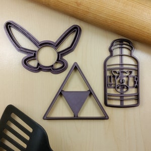 Legend of Zelda Cookie Cutters - Triforce, Lon Lon Milk, Navi | 3D Printed