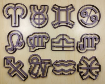Zodiac Symbol Cookie Cutters - Aries, Taurus, Gemini, Cancer, Leo, Virgo, Libra, Scorpio, Sagittarius, Capricorn, Aquarius, Pisces
