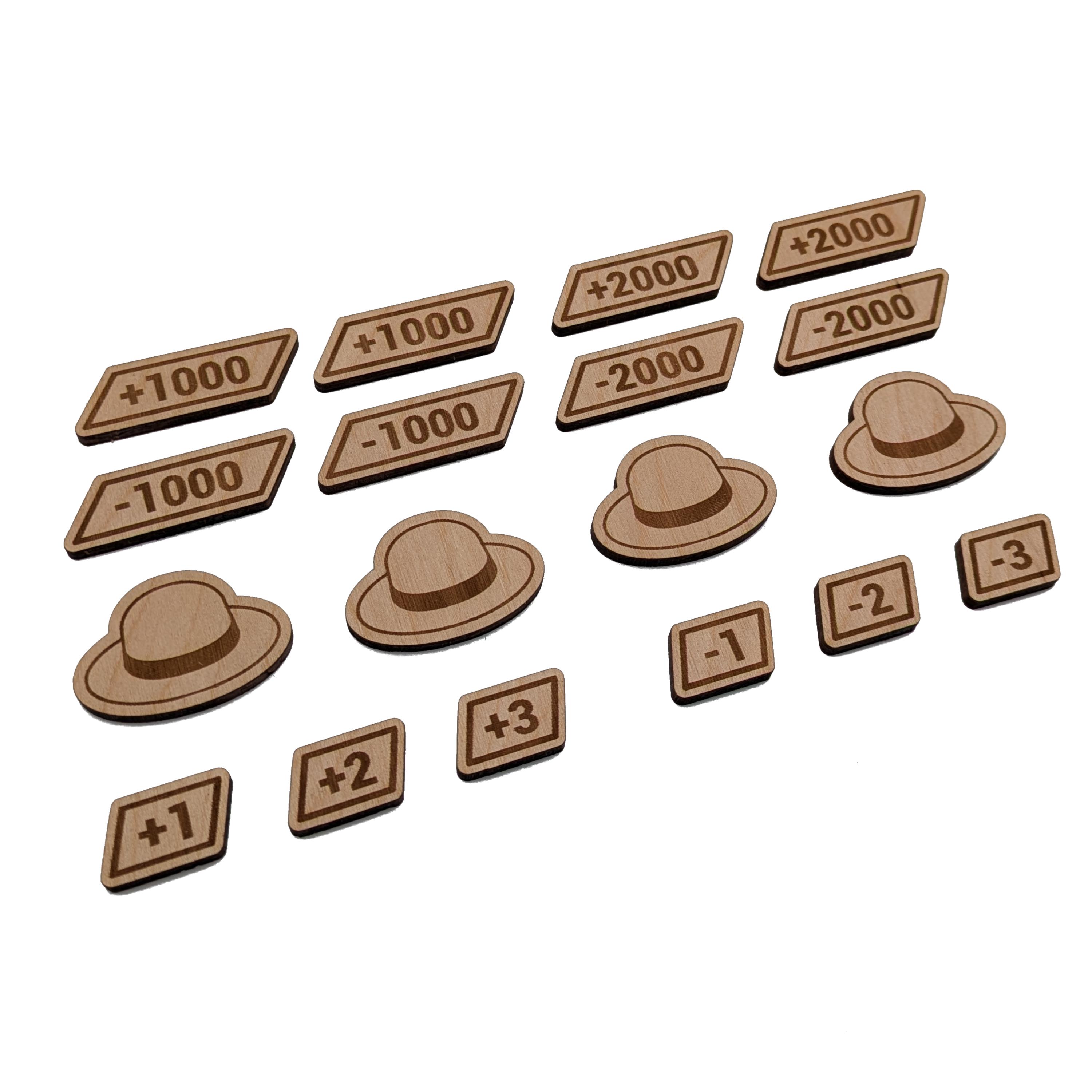 One Piece TCG Token Set - Modifier Tokens, Ability Used Tokens | Wood Tokens