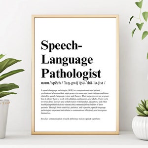 Speech Language Pathologist Definition Sign, SLP Definition, Speech Therapist Gift, Speech Therapy Room Decor, Office Decor, Wall Art