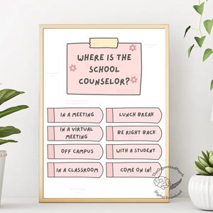 School Counselor Door Sign, Where is the School Counselor Sign, Cute School Counseling Office Decor Poster, Gift for School Counselor Office