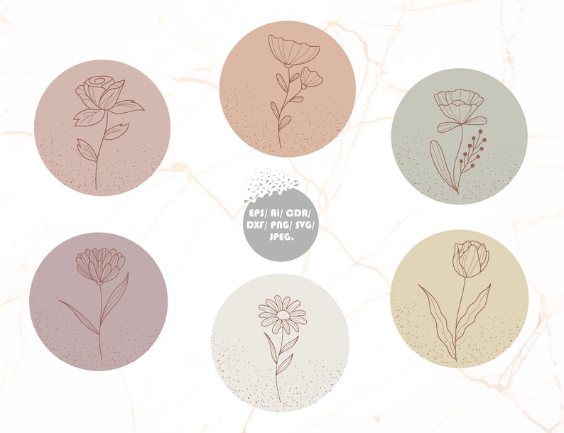 Flower motifs svg Colorful Flowers cut file Flowers Vector Flowers clip art Floral cut file 6 x Floral stickers Flowers SVG file