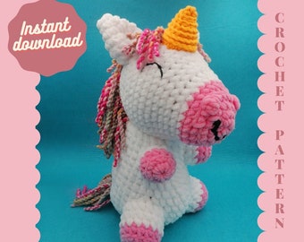 Chonky Unicorn Amigurumi Pattern | Crochet Unicorn Pattern