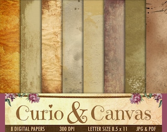 Shabby Chic Rustic Printable Digital Paper Pack 8.5x11 inch, Scrapbooking Pages, Grunge Vintage Paper, Old Stained Background, Collage