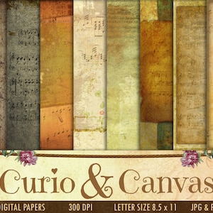 Antique Sheet Music Digital Paper Pack 8.5x11 inch, Musical Papers, Vintage Sheet Music, Scrapbooking Pages, Craft, Decoupage, Collage