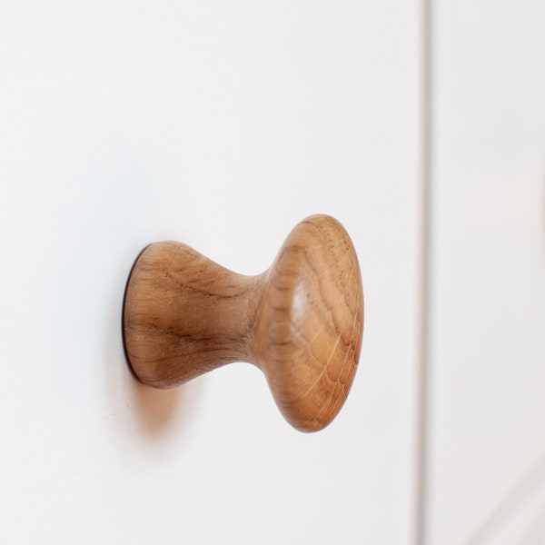 Wooden mushroom knobs, wooden knobs for dresser, wood mushroom knobs, wooden knobs for cabinets, wooden dresser knobs, solid oak wood knobs