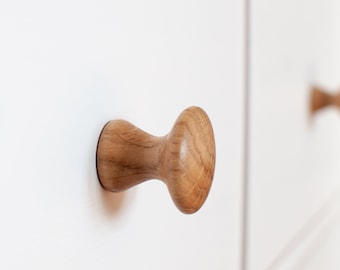 Wooden mushroom knobs, wooden knobs for dresser, wood mushroom knobs, wooden knobs for cabinets, wooden dresser knobs, solid oak wood knobs