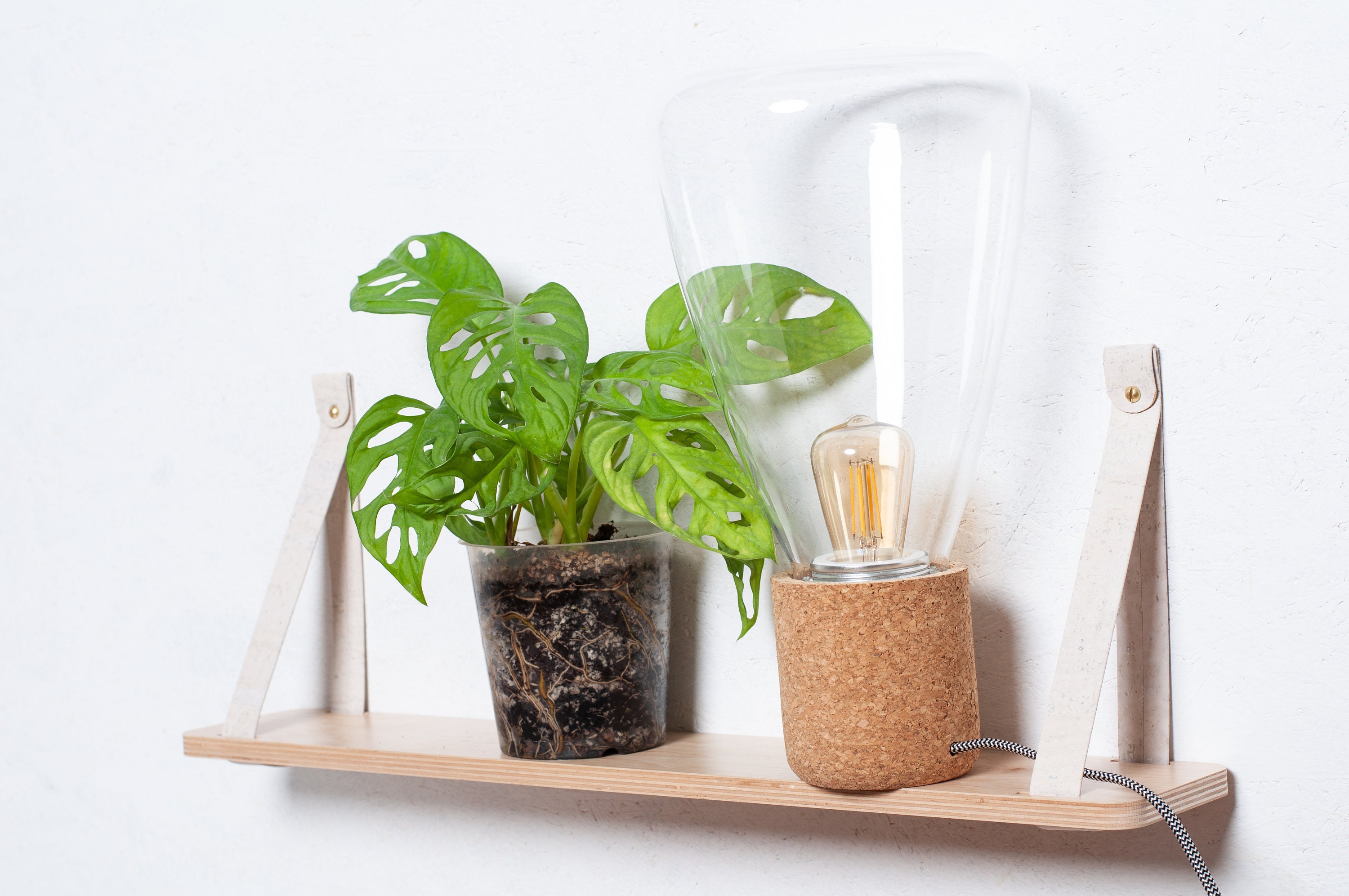 Birch Plywood Shelf With Cork Straps and Solid Brass Screws Etsy