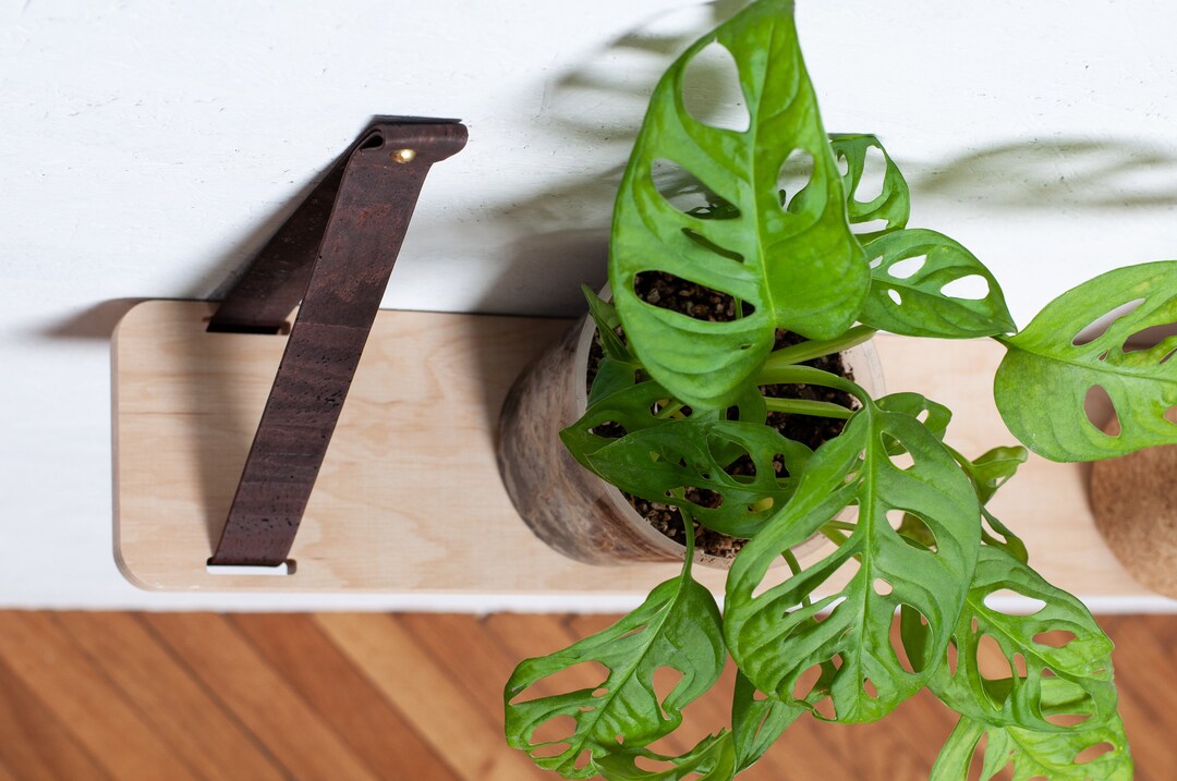 Birch Plywood Shelf With Cork Straps and Solid Brass Screws, Nursery