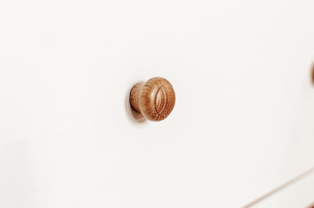 Round Solid Wood Knobs, Oak Knobs Kitchen Wood Knobs, Round
