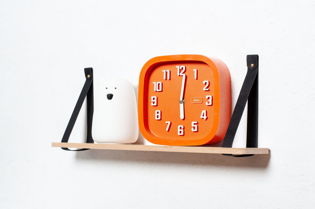 Birch Plywood Shelf With Cork Straps and Brass Screws, Bedroom Shelf