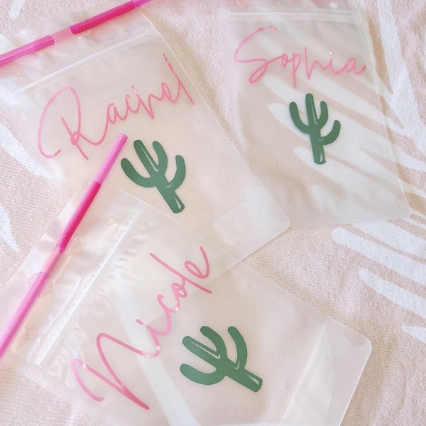 Desert Theme Bachelorette Party Favors Bridesmaid Drink Pouches Personalized Drink Pouches with Straw Pool Beach Bachelorette Ideas, Cactus