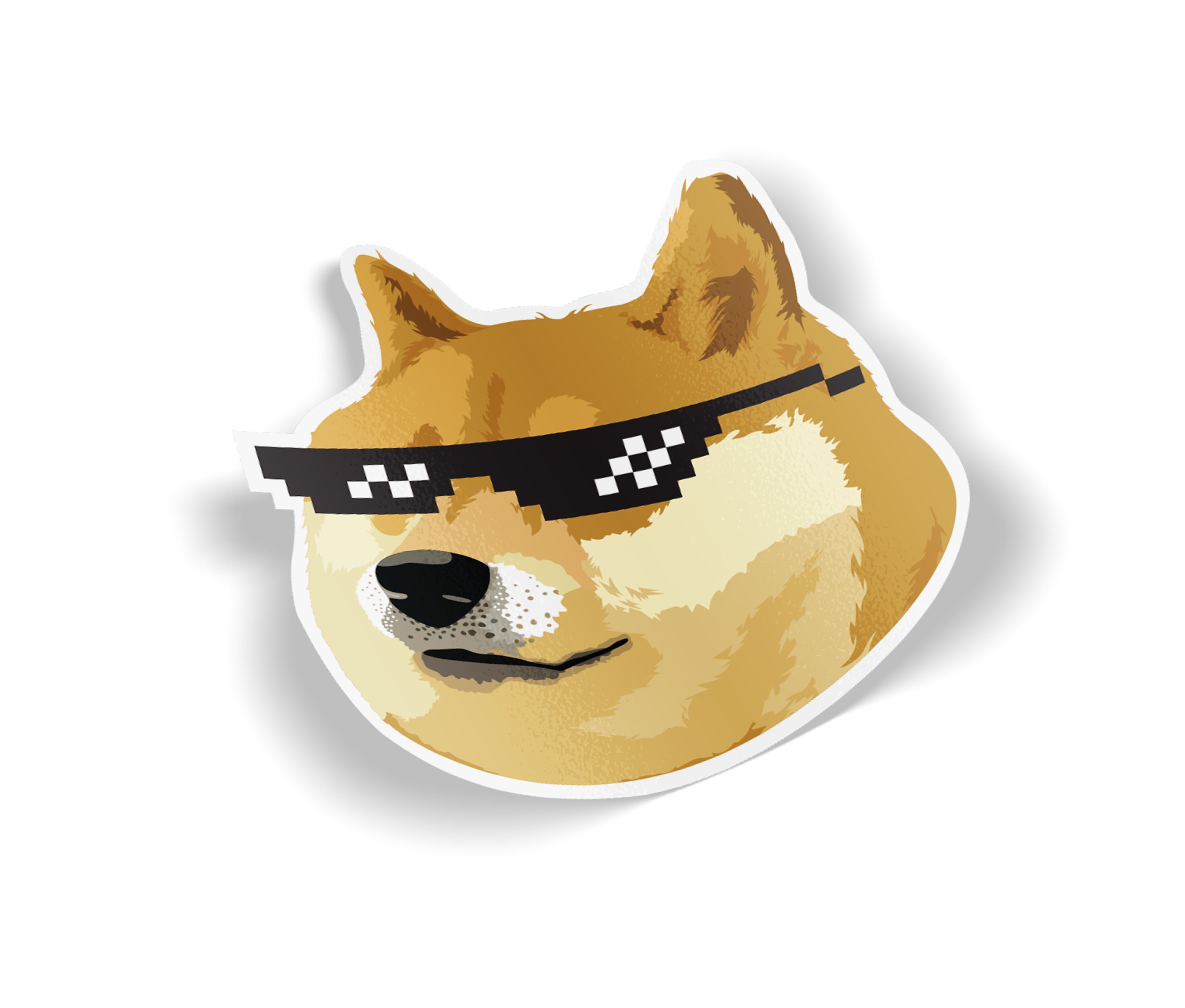 Dogecoin Shiba Inu Dog With Sunglasses Meme Bumper Rainbow Sticker ...