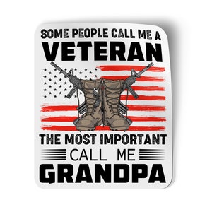 Proud Grandpa Veteran Bumper Sticker USA Soldier Decal Sticker Car Window Vinyl Decal 5&quot;