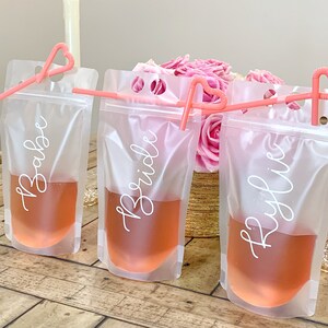 Bachelorette Party Favors,Bridesmaid Drink Pouches,Personalized Drink Pouch,Bachelorette Party Drinks, Engagement Party,Bachelorette Cups