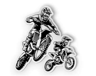 Motocross Bumper Sticker Dirt Bike Father Son Funny Decal Car Window Vinyl Decal 5"
