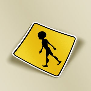 Alien Crossing Bumper Sticker Area 51 Car Window Vinyl UFO Decal Stickers 5&quot;