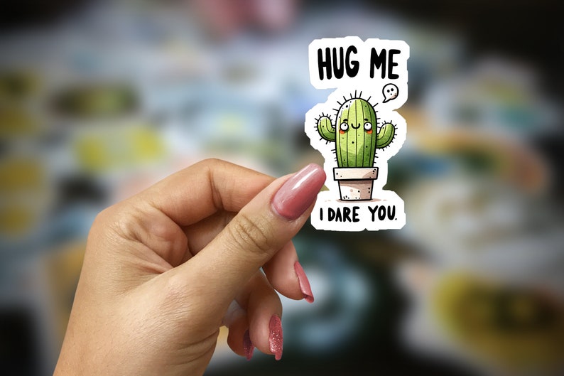 Hug Men Sticker Hug Me Cactus Thorn Bumper Sticker Car Window Vinyl Decal Stickers 5 ...