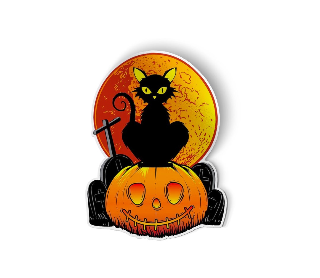 Halloween Decal Black Cat Bumper Sticker Car Window Vinyl 5" - Etsy
