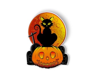 Halloween Decal Black Cat Bumper Sticker Car Window Vinyl 5"