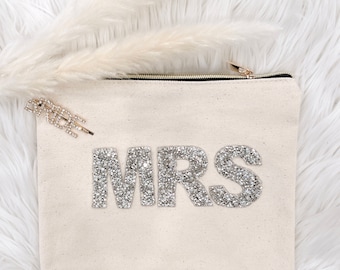 Personalized Bride Canvas Makeup Bag, Future Mrs Cosmetic Bag