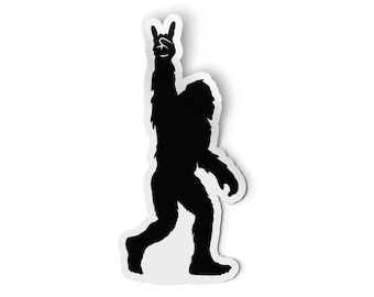 Bigfoot Rock On Bumper Sticker Sasquatch Decal Sticker Car Window Vinyl Decal 5"