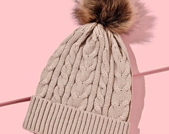 Bride Beanie With Faux Fur Pom Pom, Winter Bachelorette  display picture 1