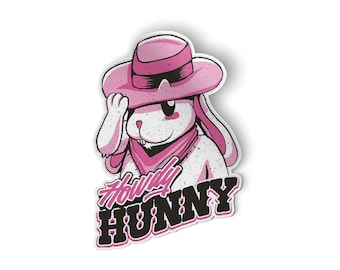 Howdy Hunny Bumper Sticker Pink Car Window Vinyl Decal 5"