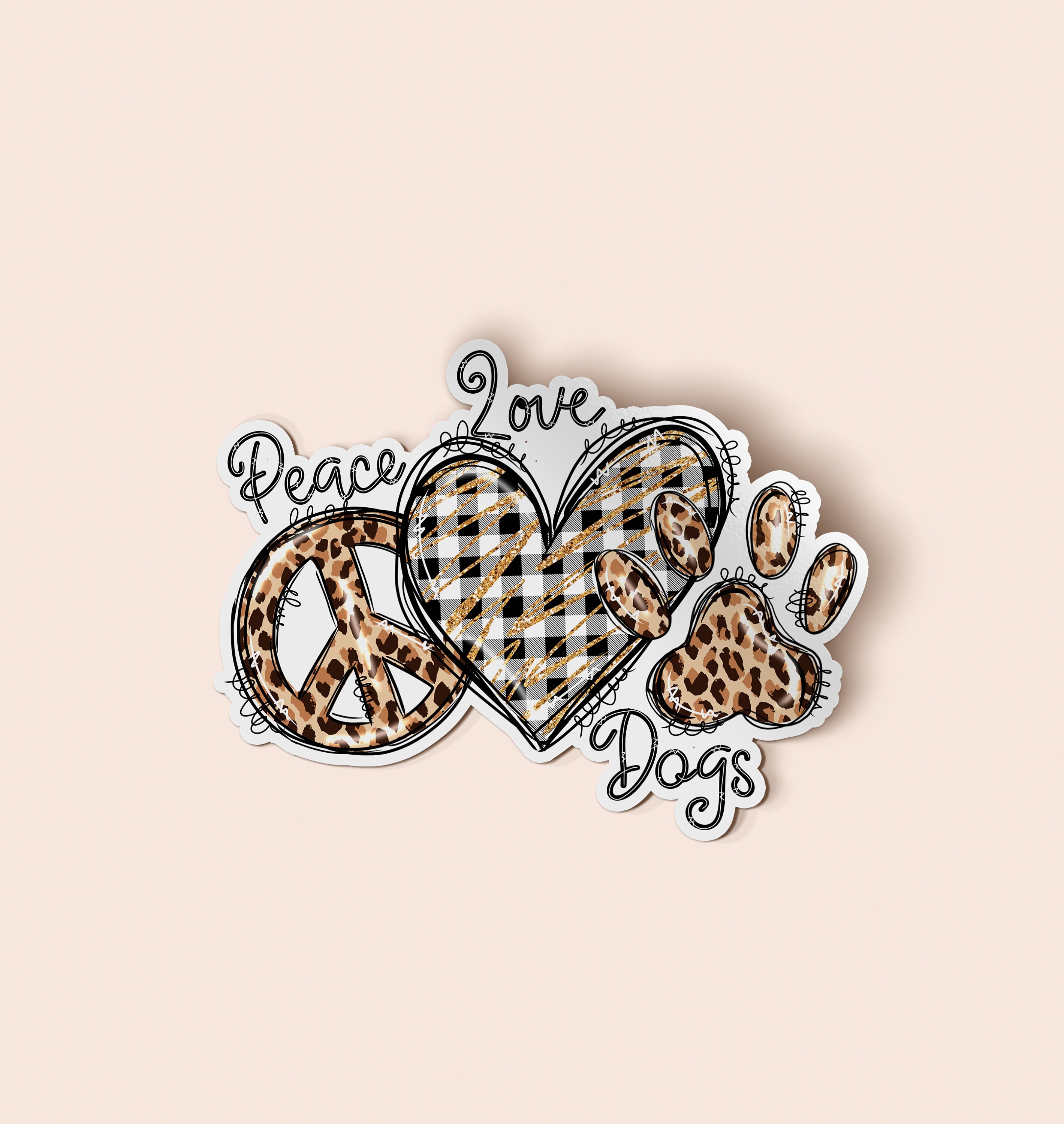 Peace Love Paw Vinyl Decal Sticker - 6 Inches, White - For Car Window, Laptop, Dog Or Cat Lover