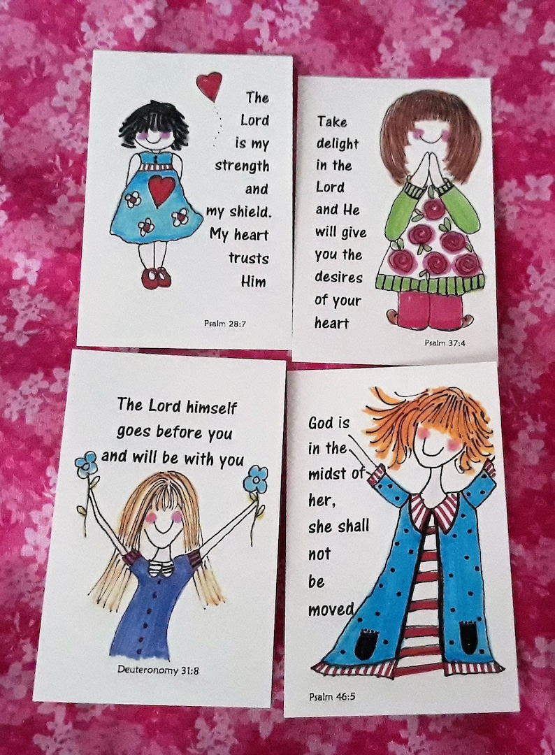 Hey Girls Scripture Cards, Bookmarks, Birthday Gift, Gift for Her