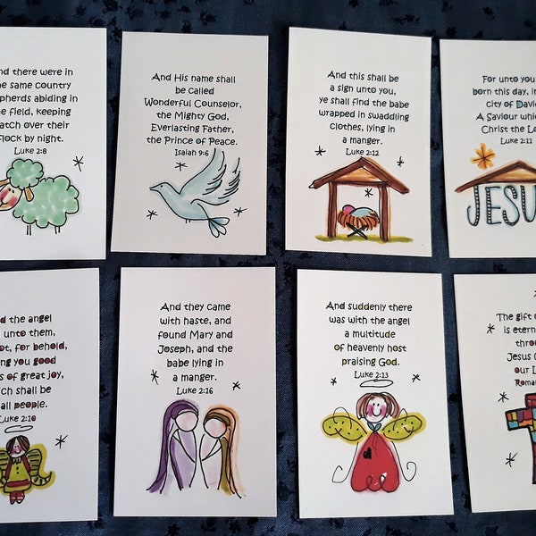 Christmas Scripture Note Cards, Set of 8, Scripture Cards, Scripture Blessings,