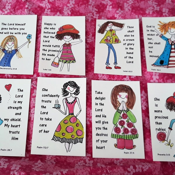 Hey Girls! Scripture Note Cards set of 8, Girls of all ages, Scriptures, Scripture Cards, Scripture Blessings