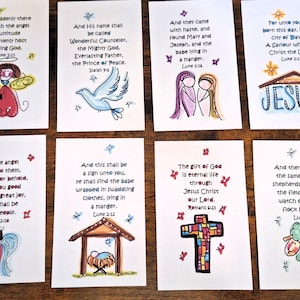 Christmas Scripture Card Inserts, Set of 8, Christian Stocking Stuffers