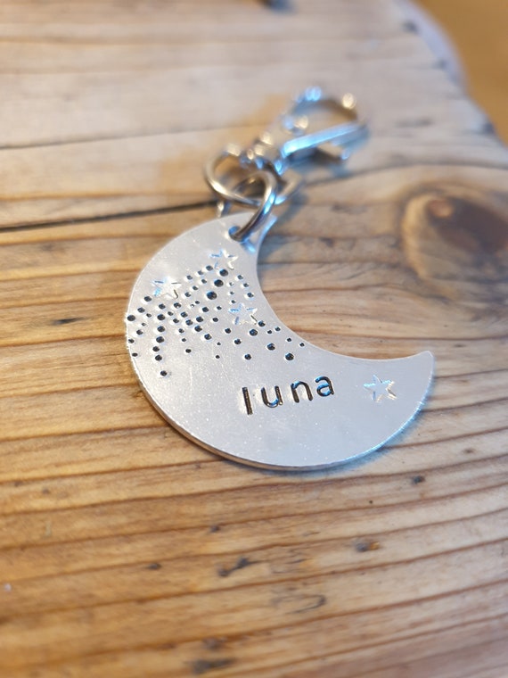 crescent moon dog tag