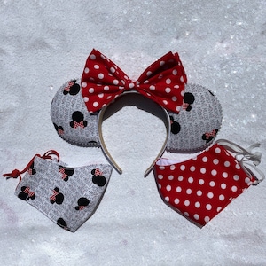 Minnie Mouse inspired Ears and Matching Mask