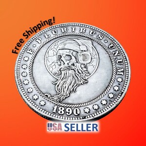 HOBO NICKEL Hobo Coin Skull Wearing Headphones Coin Collectible Novelty Coin for Jewelry Making Challenge Decision Coin Morgan Silver Dollar