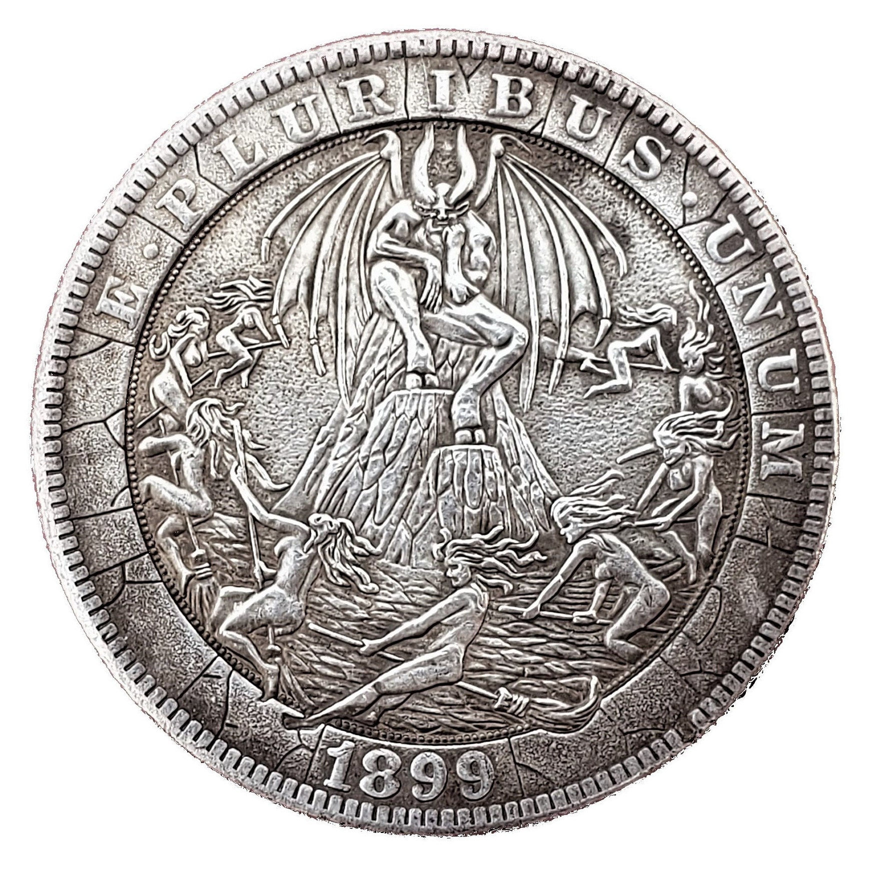 HOBO NICKEL Hobo Coin Satan With Flying Witches Collectible Novelty ...