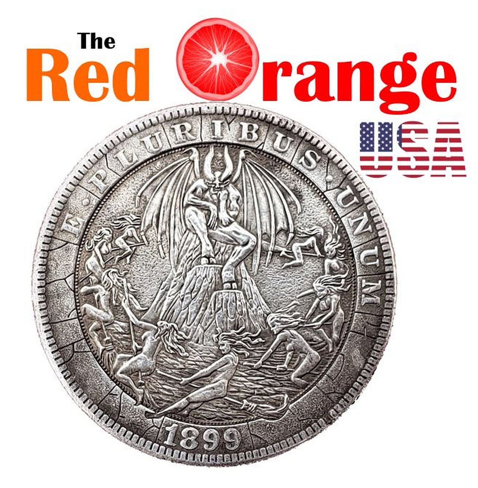 HOBO NICKEL Hobo Coin Satan With Flying Witches Collectible Novelty ...