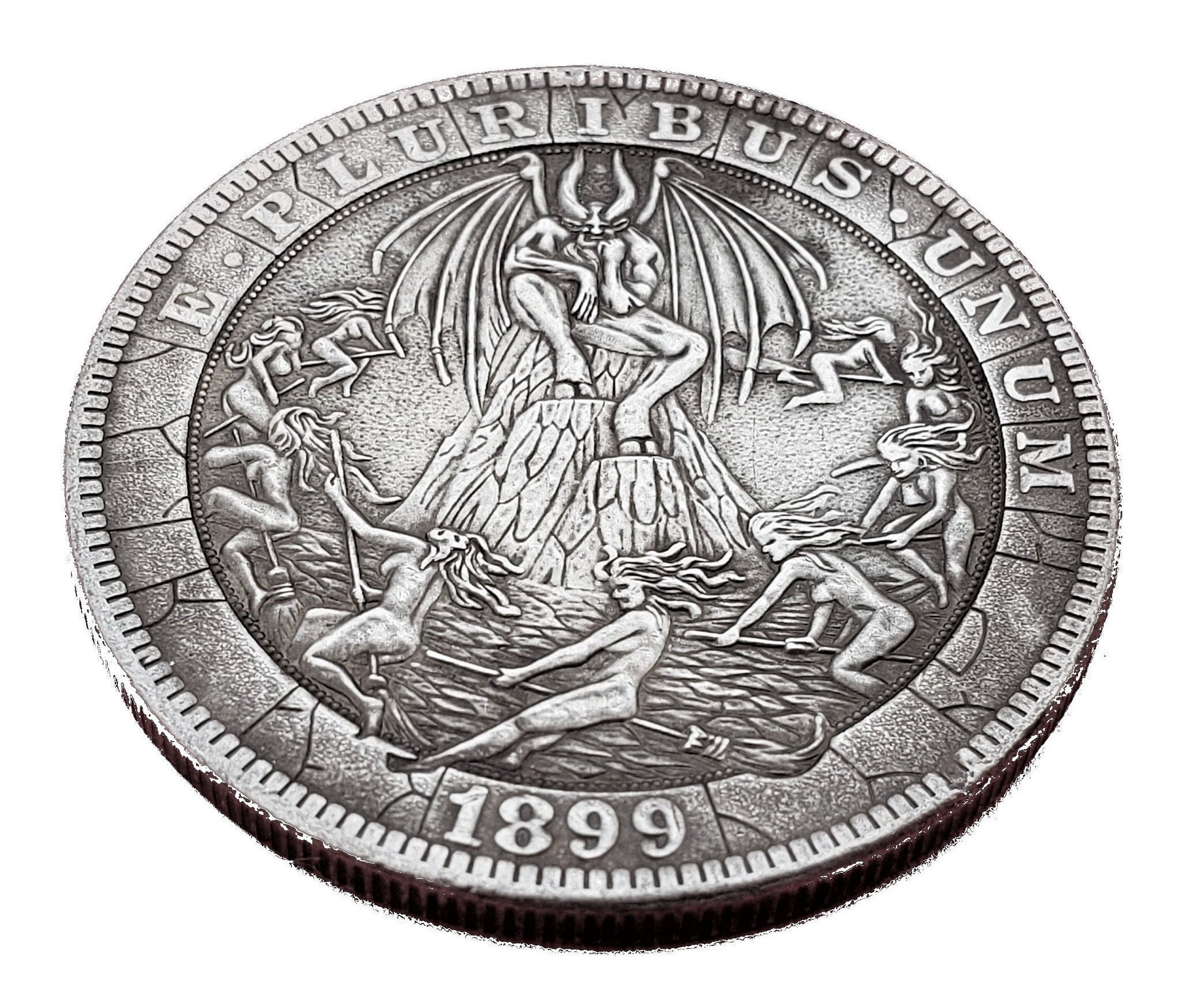 HOBO NICKEL Hobo Coin Satan With Flying Witches Collectible Novelty ...